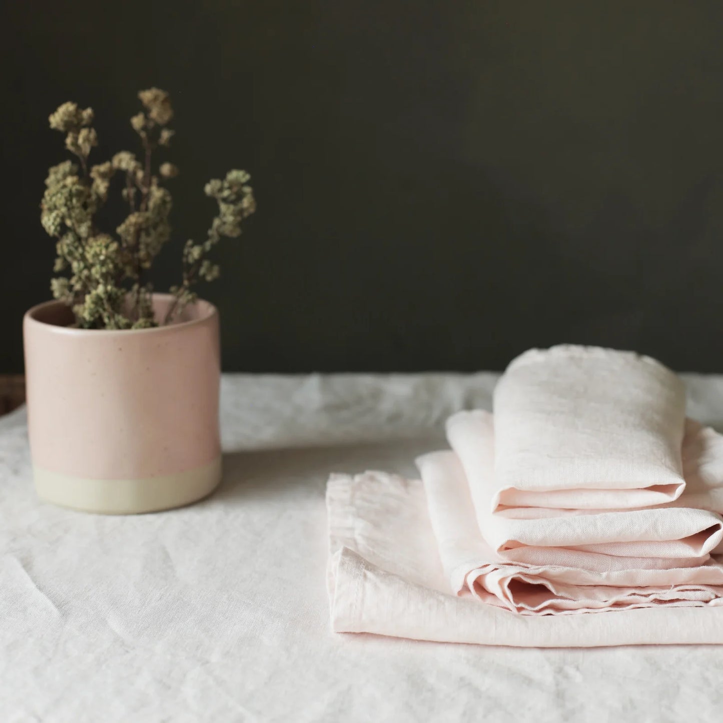 Linen Table Cloth - Shell Pink