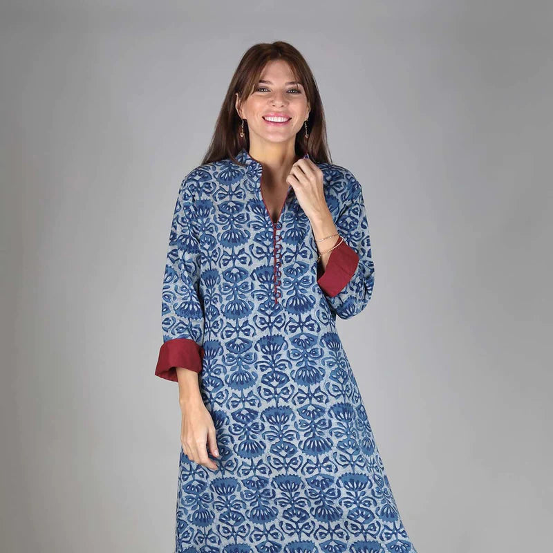 Kalani Tunic - Indigo/Red