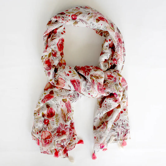 Floral Tassel Scarf