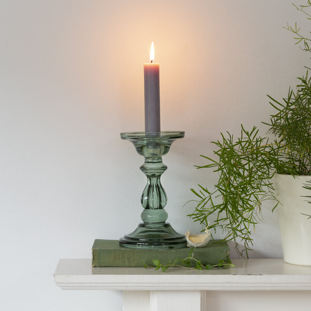 Glass Candle Holder - Sea Green