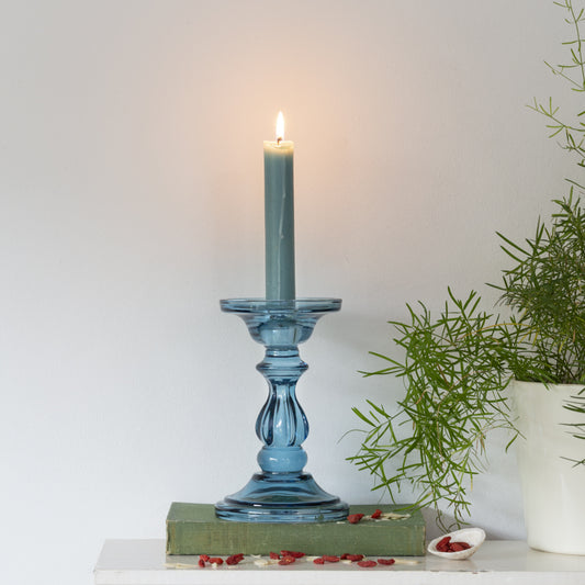 Glass Candle Holder - Azure Blue