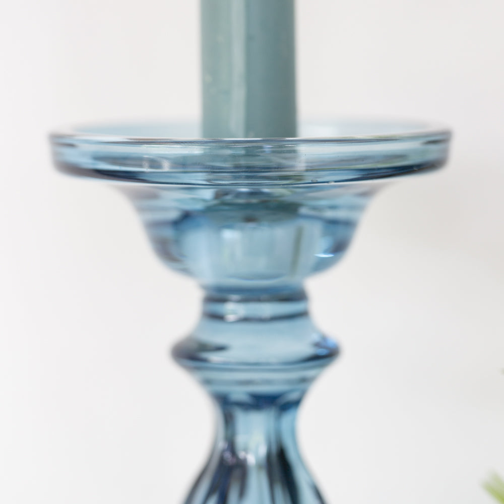 Glass Candle Holder - Azure Blue