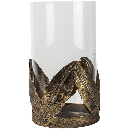 Golden Leaf Hurricane Lamp