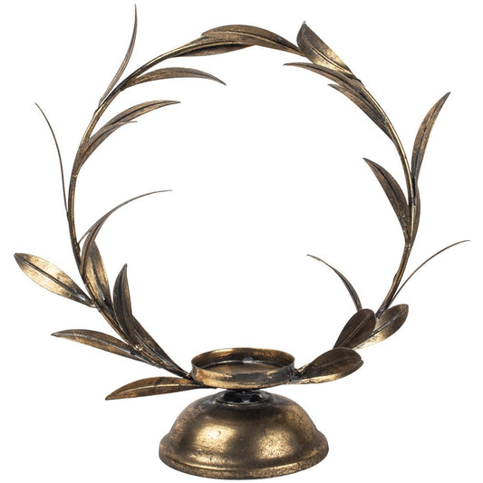 Golden Laurel Leaf Candle Holder