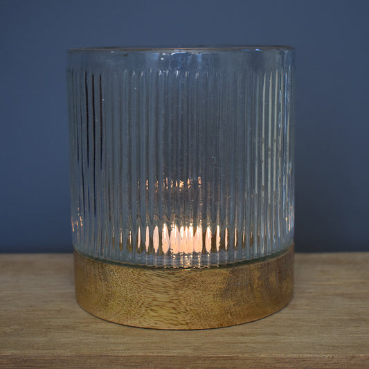 Large Ribbed Candle Holder