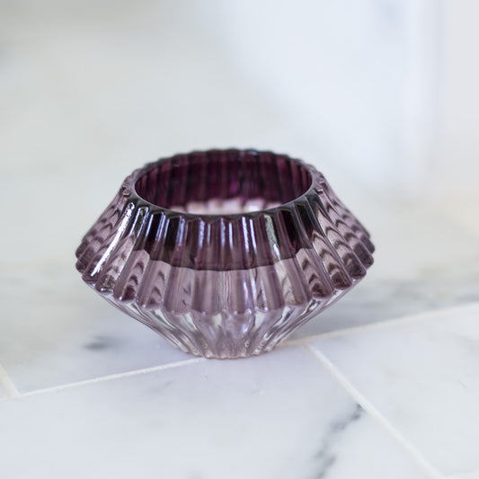 Duo Glass Candle Holder in Amethyst